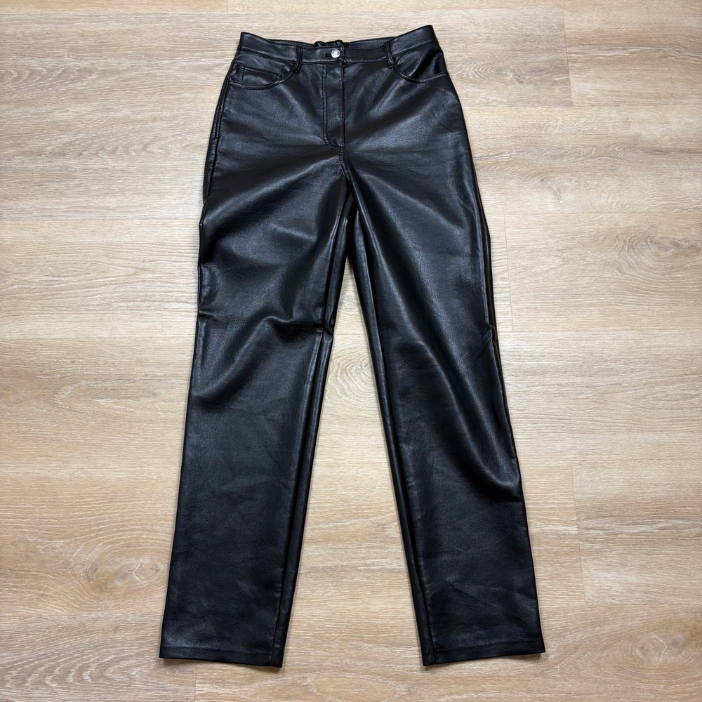 Aritzia Wilfred Faux Leather Straight Leg Pants Women's M Color Black